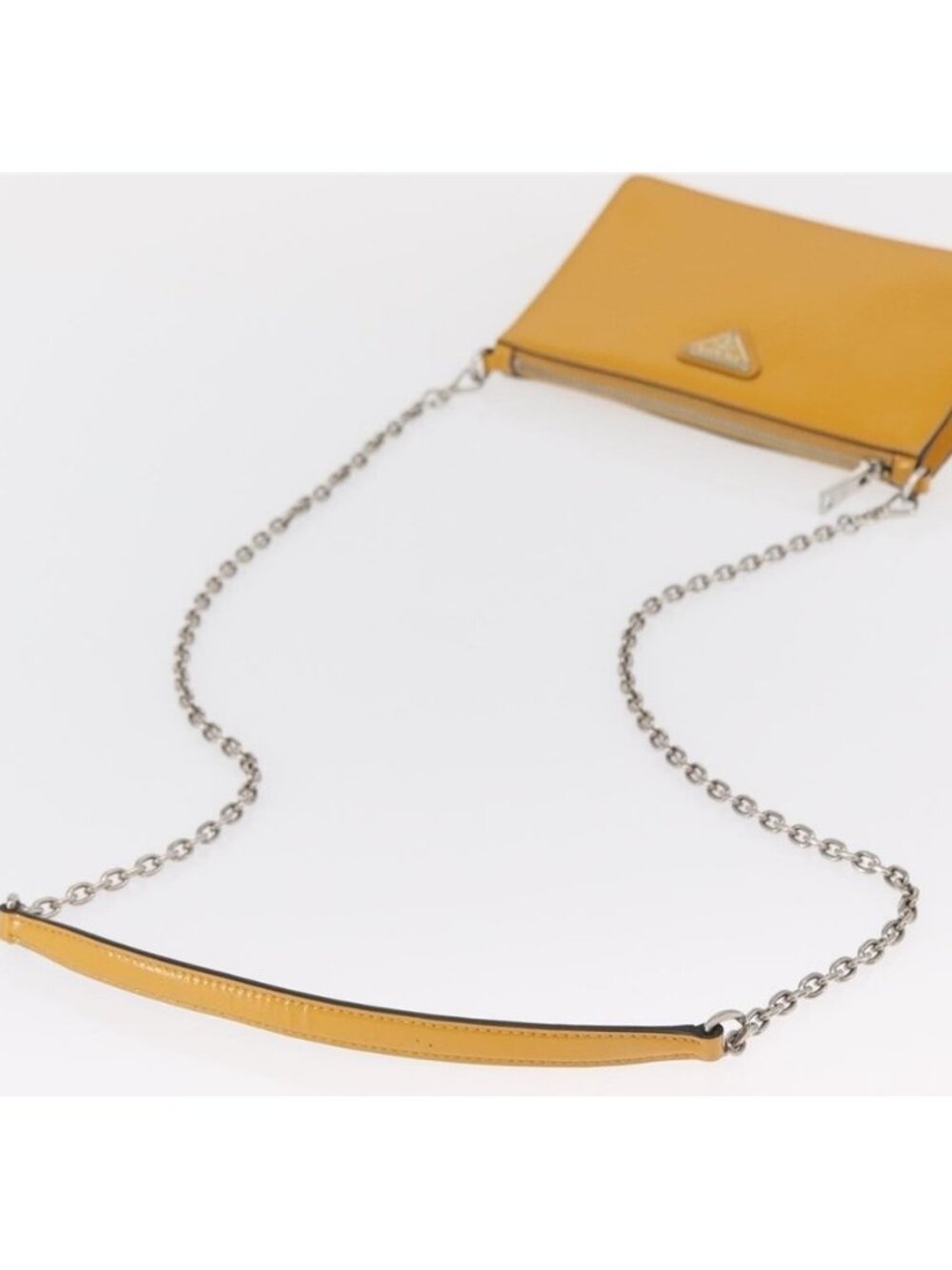 Authentic PRADA Chain Shoulder Bag Safiano leather Yellow Silver - Picture 14 of 16